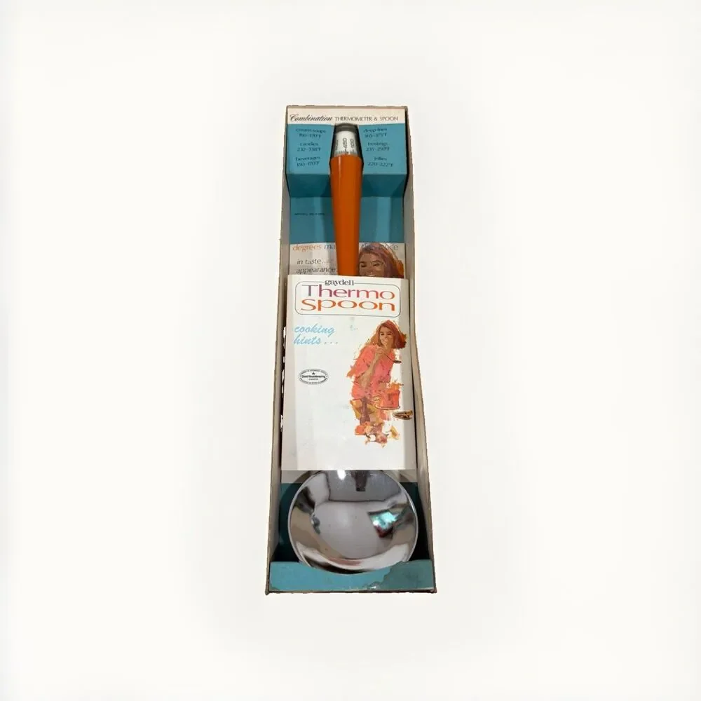 VTG Gaydell Thermo Spoon Thermometer Serving Ladle Model 305 Orange 1965 MCM